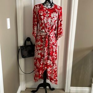 Simply  fabulous open front&back red white & black front tie dress